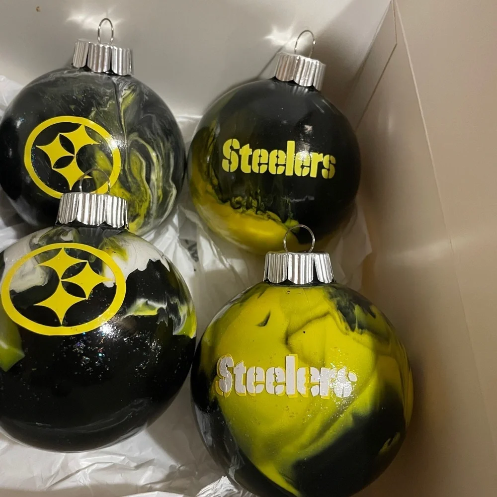 Steelers Black and Yellow Holiday Ornament Set